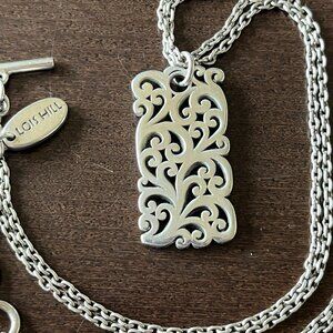 LOIS HILL Vintage Scroll pendant on 16"-18" double chain necklace